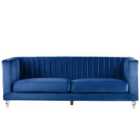 Beliani Fabric Sofa Navy Blue Arvika