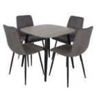 Core Products Aspen Grey Oak Square Table & 4 Grey Fabric Chair Dining Set