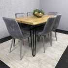 Kosy Koala Dining Table And 6 Grey Velvet Chairs - Stylish Dining Room Furniture