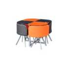 Kosy Koala Dining Table and 4 Chairs Space Saver Glass Orange and Black Square Table 4 Leather Chairs Dining Room