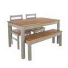 Core Products Grey Corona Linea Table And Bench & 2 Chair Set