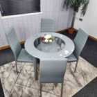 Dining Table And 4 Chairs Grey Round Table With 4 Grey Chairs Dining Room Furniture