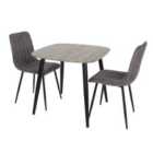 Core Products Aspen Grey Oak Square Table & 2 Grey Fabric Chair Dining Set
