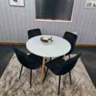 Kosy Koala Dining Table and 4 Chairs White Round Wood Table 4 Black Velvet Chairs Dining Room Furniture