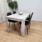 Modern Dining Table Set With 4 Black Faux Leather Chairs Dining Room Furniture