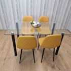 Kosy Koala Glass Dining Table with 4 Mustard Chairs Dining Room Dining Table set for 4 (WHCLR120+4MUST)