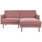 Beliani Left Hand 2 Seater Fabric Corner Sofa Pink Breda