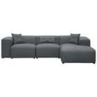 Beliani Left Hand Fabric Corner Sofa Dark Grey Dolva
