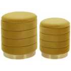 Beliani Set Of 2 Storage Pouffes Mustard Garland