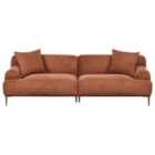 Beliani 3 Seater Fabric Sofa Golden Brown Matila