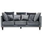Beliani 3 Seater Velvet Sofa Grey Fenstad