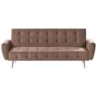 Beliani Velvet Sofa Bed Brown Selnes