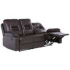 Beliani 3 Seater Faux Leather Manual Recliner Sofa Brown Bergen