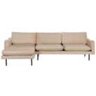 Beliani Right Hand Velvet Corner Sofa Beige Vinterbro