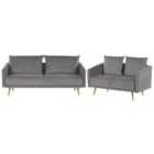 Beliani Velvet Sofa Set Grey Maura
