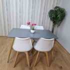 Modern Rectangle Dark Grey Dining Table Set With 4 White Plastic Chairs Dining Room Furniture