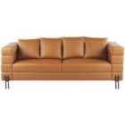 Beliani 3 Seater Faux Leather Sofa Brown Granna