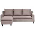 Beliani Right Hand Fabric Corner Sofa Taupe Elvenes