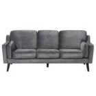 Beliani 3 Seater Velvet Sofa Grey Lokka