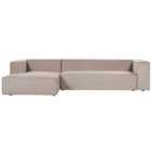 Beliani Right Hand Velvet 3 Seater Corner Sofa Taupe Beige Vernon