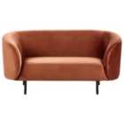 Beliani 2 Seater Velvet Sofa Orange Loen