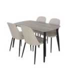 Core Products Aspen Grey Oak Rect Table & 4 Calico Duo Chair Dining Set