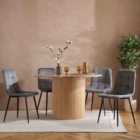 Birlea Axel Round Fluted Dining Table With 4 Chairs - Brown