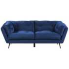 Beliani 3 Seater Velvet Sofa Blue Lenvik