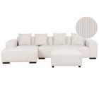 Beliani Right Hand Jumbo Cord Corner Sofa With Ottoman Off-white Lungo