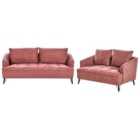 Beliani Fabric Sofa Set Burgundy Hobro