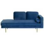 Beliani Right Hand Velvet Chaise Lounge Navy Blue Miramas