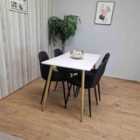 Modern Rectangle White Dining Table Set With 4 Black Chairs Dining Room Furniture