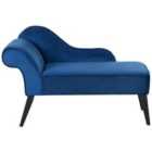 Beliani Left Hand Velvet Chaise Lounge Cobalt Blue Biarritz