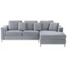 Beliani Left Hand Velvet Corner Sofa Light Grey Oslo