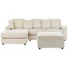 Beliani Right Hand Fabric Corner Sofa With Ottoman Light Beige Kohlo
