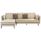 Beliani Right Hand Velvet Corner Sofa Beige Altan