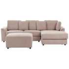 Beliani Left Hand Fabric Corner Sofa With Ottoman Taupe Kohlo