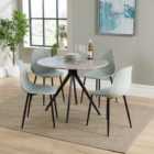 Core Products Aspen Grey Oak Round Table & 4 Grey Curve Chair Dining Set