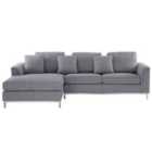 Beliani Right Hand Fabric Corner Sofa Light Grey Oslo