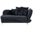 Beliani Right Hand Velvet Chaise Lounge With Storage Black Meri Ii