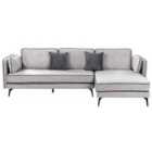 Beliani Left Hand Velvet Corner Sofa Light Grey Altan