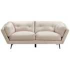 Beliani 3 Seater Velvet Sofa Beige Lenvik