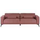 Beliani 3 Seater Fabric Sofa Burgundy Ange