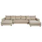 Beliani 5 Seater Fabric Sofa Beige Lilviken