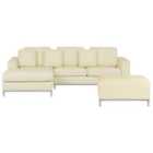 Beliani Right Hand Leather Corner Sofa With Ottoman Beige Oslo