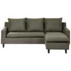 Beliani Left Hand Fabric Corner Sofa Dark Green Elvenes