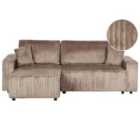 Beliani Right Hand Jumbo Cord Corner Sofa Bed Brown Abacka