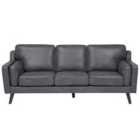Beliani 3 Seater Sofa Faux Leather Grey Lokka