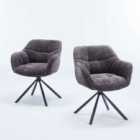 Furniture One Set Of 2 Chenille Padded Dining Chair - Grey