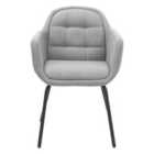 Alba Grey Linen Mix And Black Metal Carver Dining Chair